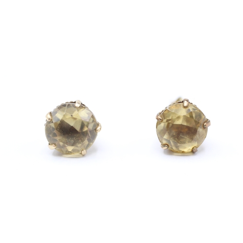 120 - 9ct gold citrine stud earrings (2.8g)