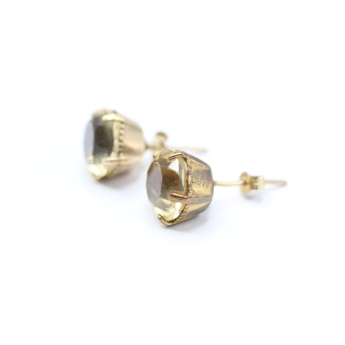 120 - 9ct gold citrine stud earrings (2.8g)