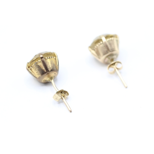 120 - 9ct gold citrine stud earrings (2.8g)