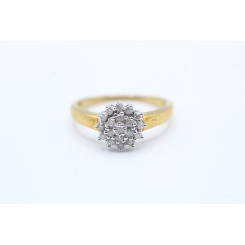 126 - 9ct gold parve set diamond cluster ring (2.3g) Size P