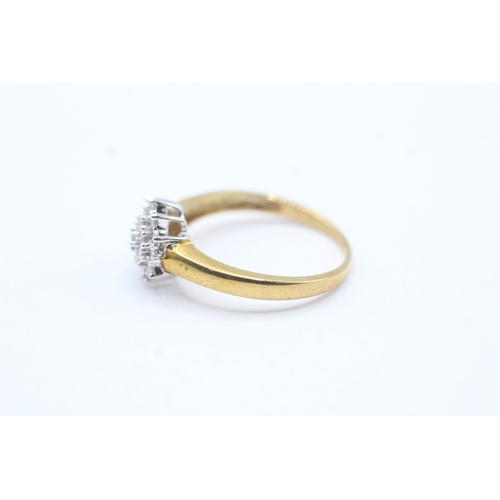 126 - 9ct gold parve set diamond cluster ring (2.3g) Size P