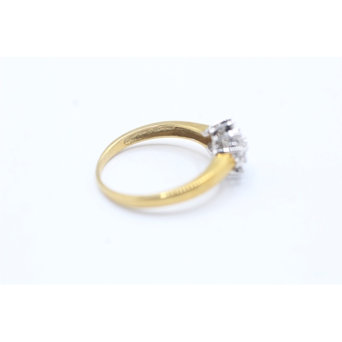 126 - 9ct gold parve set diamond cluster ring (2.3g) Size P