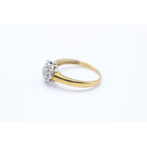 126 - 9ct gold parve set diamond cluster ring (2.3g) Size P