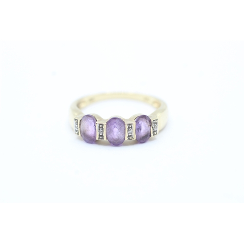 134 - 9ct gold amethyst & diamond dress ring (2.4g) Size P