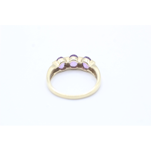 134 - 9ct gold amethyst & diamond dress ring (2.4g) Size P