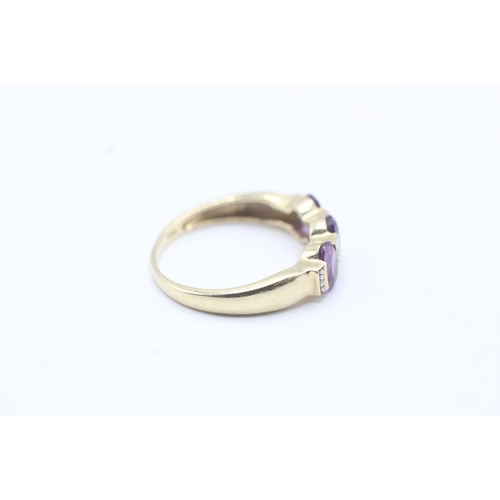 134 - 9ct gold amethyst & diamond dress ring (2.4g) Size P