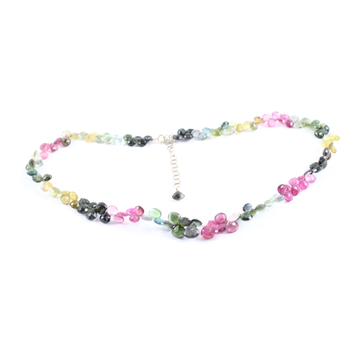 140 - 9ct gold clasped tourmaline necklace (25.1g)