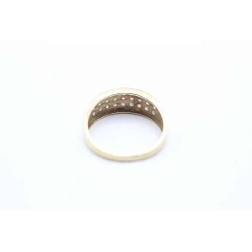 153 - 9ct gold diamond three row eternity ring (2.8g) Size T