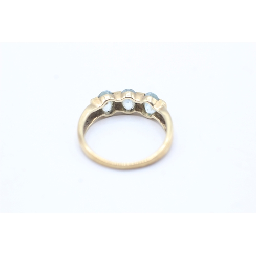 167 - 9ct gold blue gemstone & diamond dress ring (2.5g) Size P