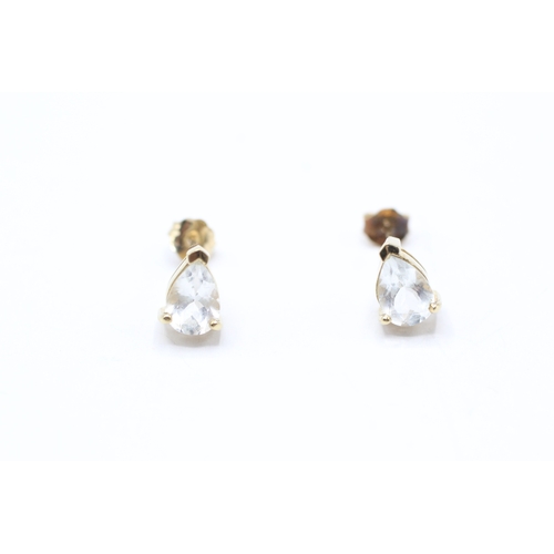 178 - 9ct gold white gemstone stud earrings (1.4g)