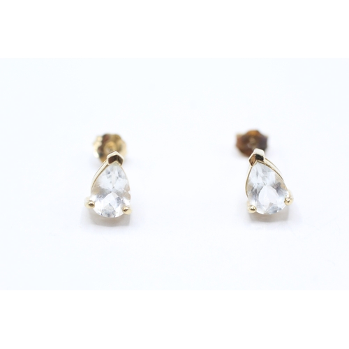 178 - 9ct gold white gemstone stud earrings (1.4g)