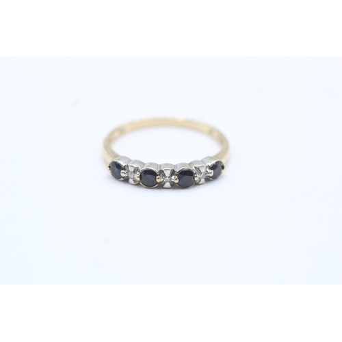 185 - 9ct gold sapphire & diamond half eternity ring (1.6g) Size N