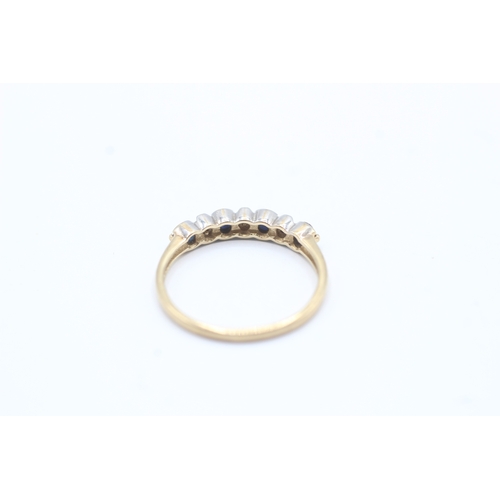 185 - 9ct gold sapphire & diamond half eternity ring (1.6g) Size N