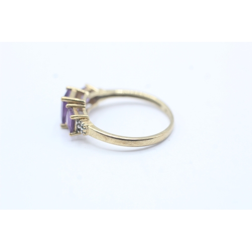 186 - 9ct gold amethyst & diamond dress ring (2g) Size P