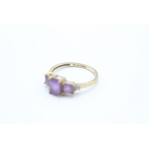 186 - 9ct gold amethyst & diamond dress ring (2g) Size P