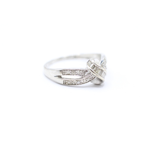 190 - 9ct white gold diamond channel setting ring (2.7g) Size P