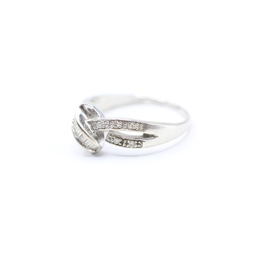 190 - 9ct white gold diamond channel setting ring (2.7g) Size P