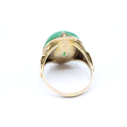 203 - 14ct gold vintage cabochon cut jadeite dress ring (4.6g) Size L