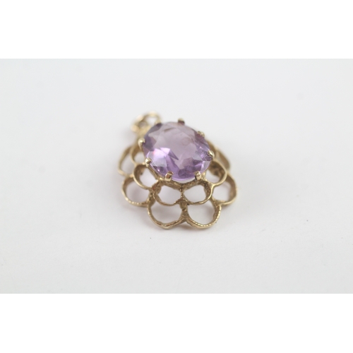 204 - 9ct gold amethyst pendant (1.7g)