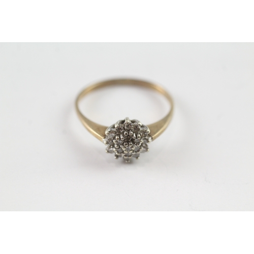 21 - 9ct gold diamond cluster dress ring (1.8g) Size N 1/2