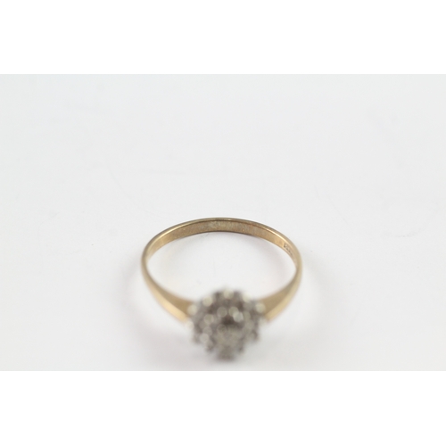 21 - 9ct gold diamond cluster dress ring (1.8g) Size N 1/2