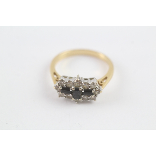 210 - 18ct gold sapphire & diamond cluster dress ring (4.6g) Size P