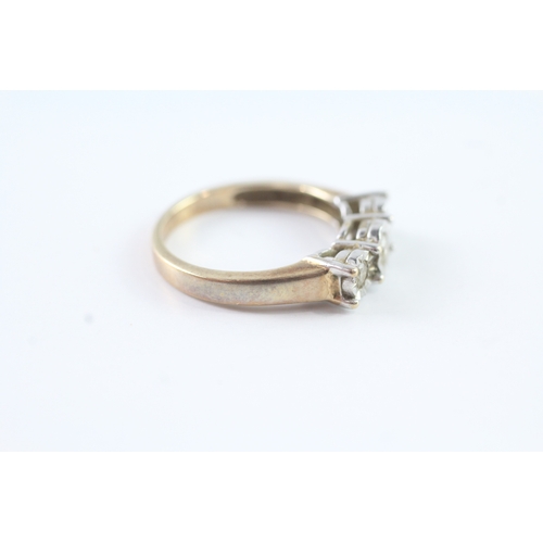 213 - 9ct gold diamond trilogy dress ring (2.9g) Size M