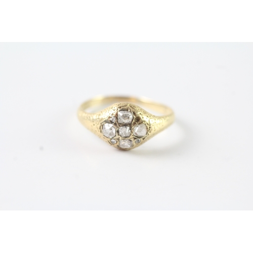 223 - 15ct gold antique old mine cut diamond coniform cluster ring - as found (1.9g) Size L