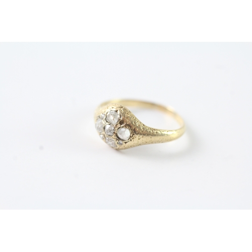 223 - 15ct gold antique old mine cut diamond coniform cluster ring - as found (1.9g) Size L