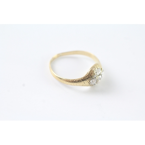 223 - 15ct gold antique old mine cut diamond coniform cluster ring - as found (1.9g) Size L