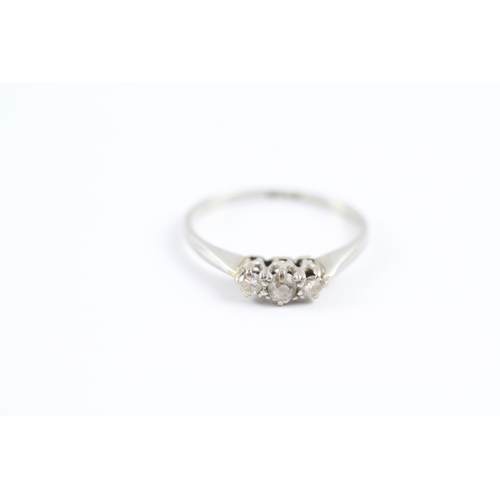 227 - 18ct white gold diamond cluster ring (1.5g) Size K 1/2