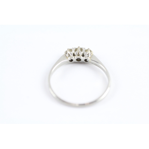 227 - 18ct white gold diamond cluster ring (1.5g) Size K 1/2