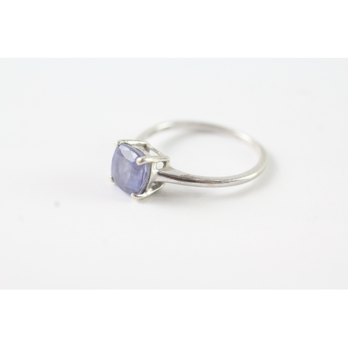 234 - 9ct white gold tanzanite solitaire dress ring (1.5g) Size J