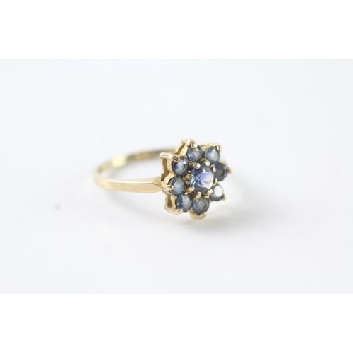 237 - 9ct gold sapphire cluster dress ring (2g) Size M