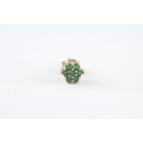 241 - 9ct gold emerald cluster stud earrings (1.5g)