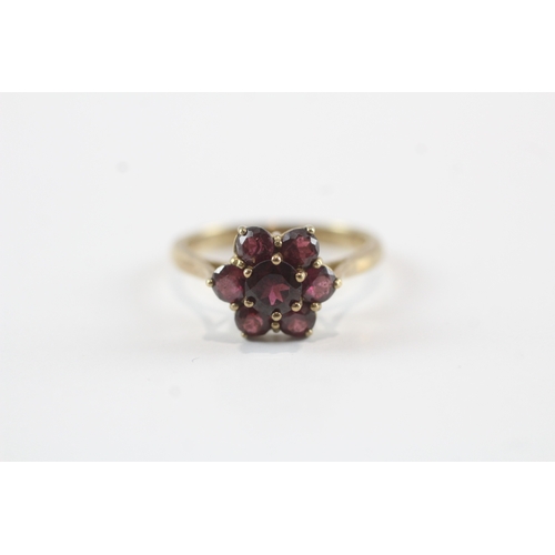 244 - 9ct gold amethyst cluster dress ring (3.5g) Size P