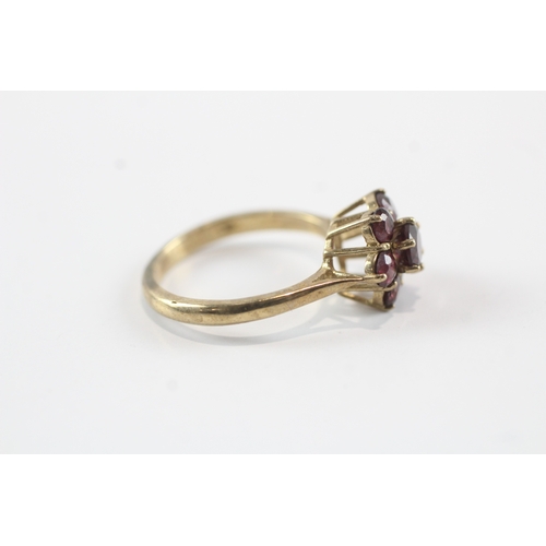 244 - 9ct gold amethyst cluster dress ring (3.5g) Size P