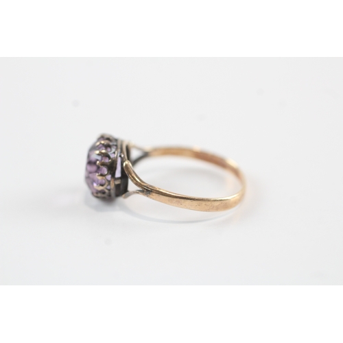 245 - 9ct gold amethyst solitaire dress ring (1.7g) Size L