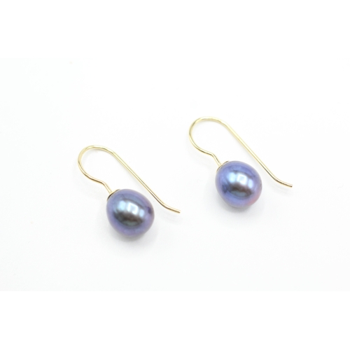 250 - 14ct gold cultured pearl drop earrings (1.5g)