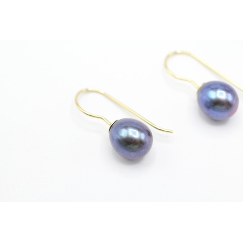 250 - 14ct gold cultured pearl drop earrings (1.5g)