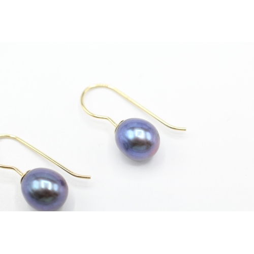 250 - 14ct gold cultured pearl drop earrings (1.5g)