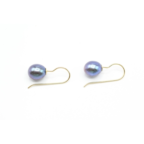 250 - 14ct gold cultured pearl drop earrings (1.5g)