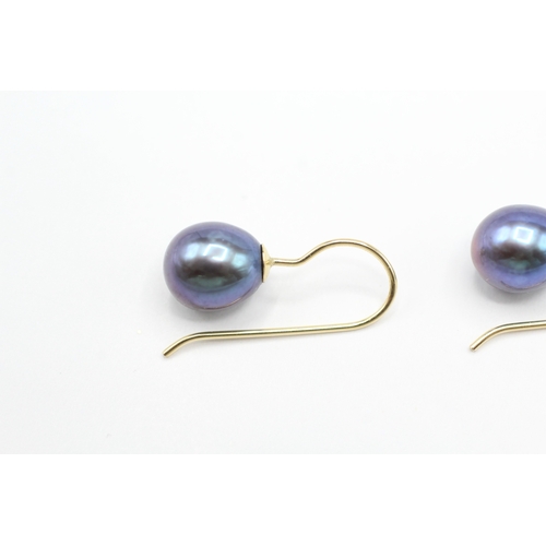 250 - 14ct gold cultured pearl drop earrings (1.5g)