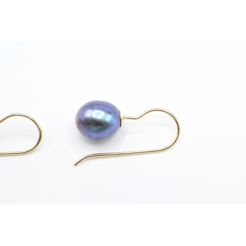 250 - 14ct gold cultured pearl drop earrings (1.5g)