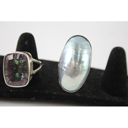 251 - Collection of Sterling Silver Gemstone Rings inc. Moonstone, Carnelian x 5 44g