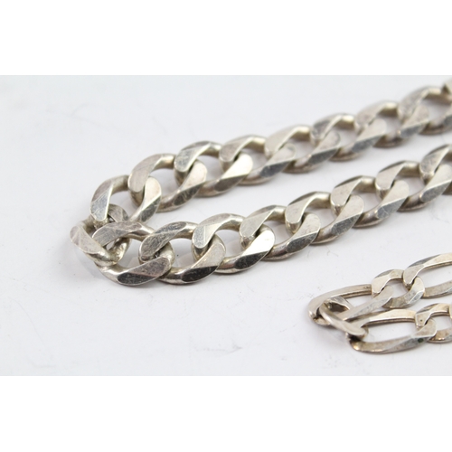 257 - Collection of Sterling Silver Chain Bracelets inc. Curb, Figaro x 2 41g