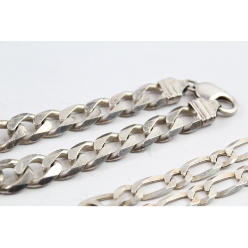 257 - Collection of Sterling Silver Chain Bracelets inc. Curb, Figaro x 2 41g