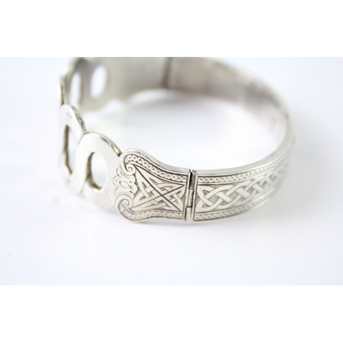 260 - Victorian Scottish Revival Sterling Silver Bangle 33g