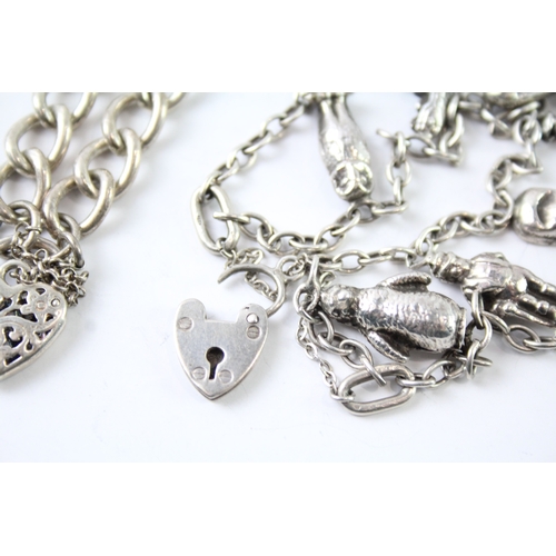 264 - Collection of Sterling Silver Bracelets inc. Heart Padlock, Storyteller x 2 57g