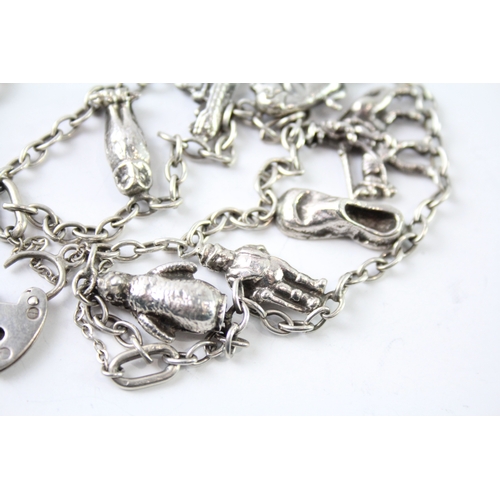 264 - Collection of Sterling Silver Bracelets inc. Heart Padlock, Storyteller x 2 57g